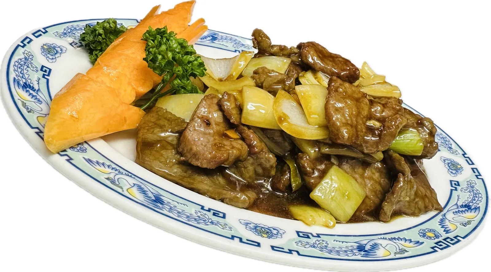 Pan fried beef with onions